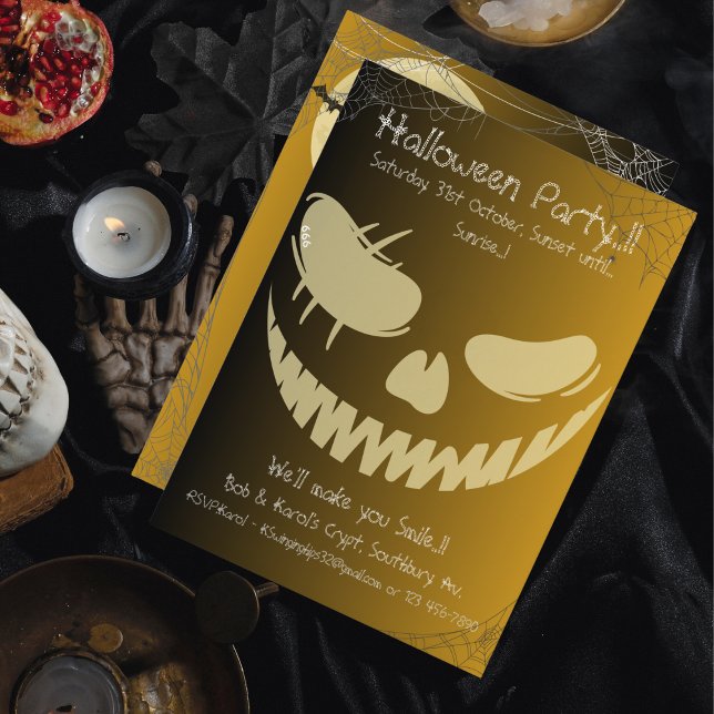 Evil Pumpkin Smile Halloween-Party Einladung (Evil Pumpkin Smile Halloween Party Invitation)