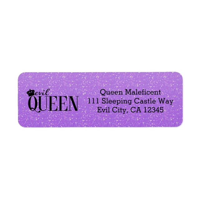 EVIL QUEEN Lila Glitzer Glam Address Labels (Vorne)