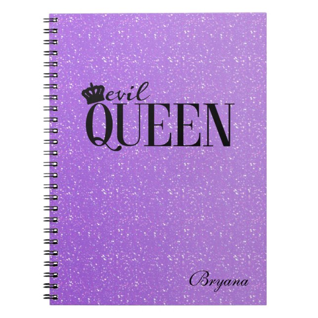 EVIL QUEEN Lila Glitzer Glam Notebook Journal Notizblock (Vorderseite)