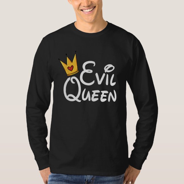 Evil Queen With Crown Black Halloween Costume Funn T-Shirt (Vorderseite)
