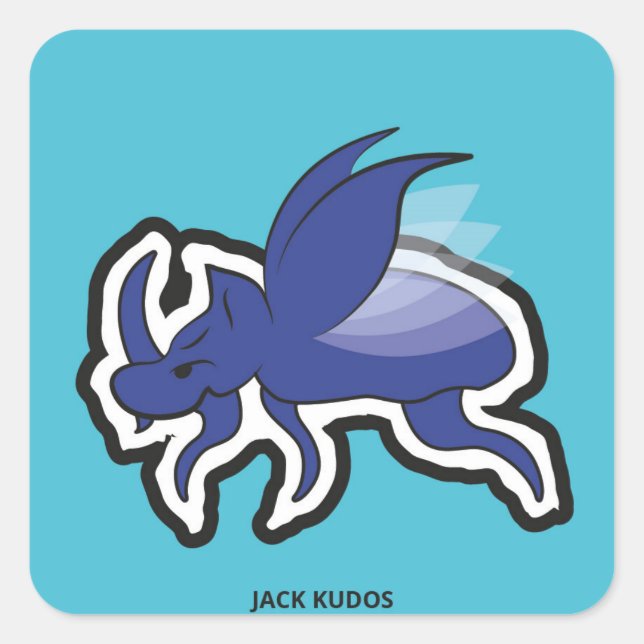 Evil Rhino Beetle Blue | Jack Kudos Quadratischer Aufkleber (Vorderseite)