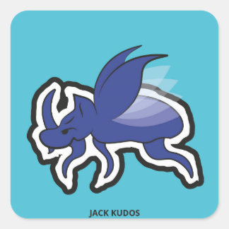 Evil Rhino Beetle Blue | Jack Kudos Quadratischer Aufkleber