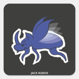 Evil Rhino Beetle Dark Gray | Jack Kudos Quadratischer Aufkleber