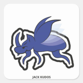 Evil Rhino Beetle White | Jack Kudos Quadratischer Aufkleber