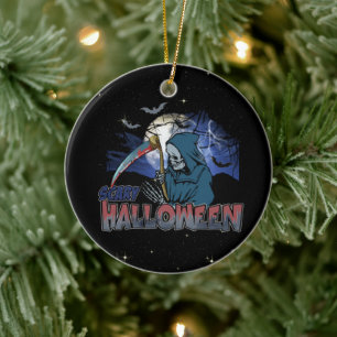Evil Skeleton in Scary Dark Night Halloween Keramik Ornament
