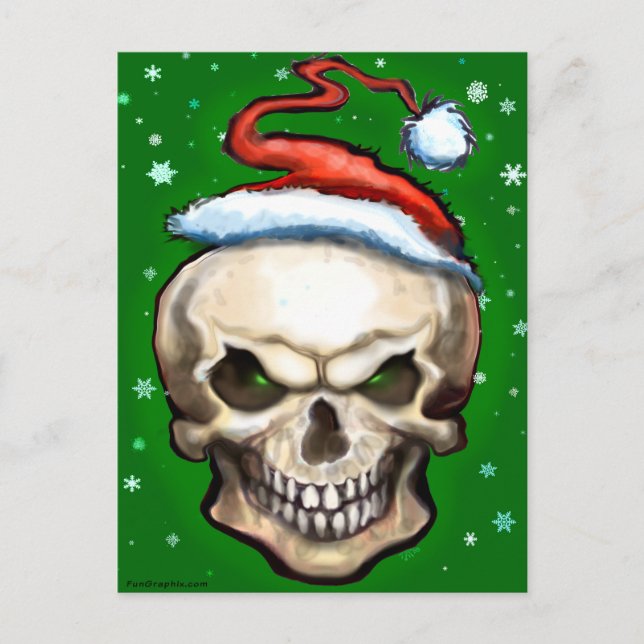 Evil Skull Christmas Feiertagspostkarte (Vorderseite)