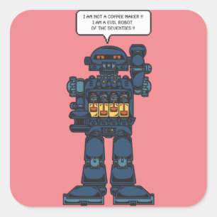 Evil Space Roboter Quadratischer Aufkleber
