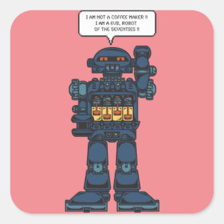 Evil Space Roboter Quadratischer Aufkleber