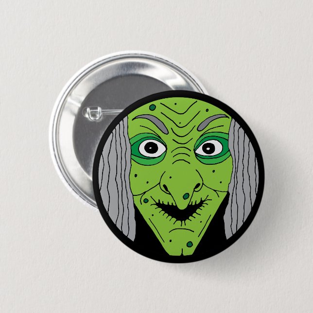Evil Wicked Hexenkopf Kids Halloween Button (Vorne & Hinten)