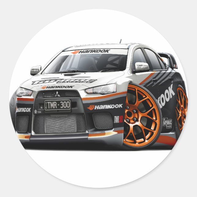 Evo Rennwagen Runder Aufkleber (Vorderseite)
