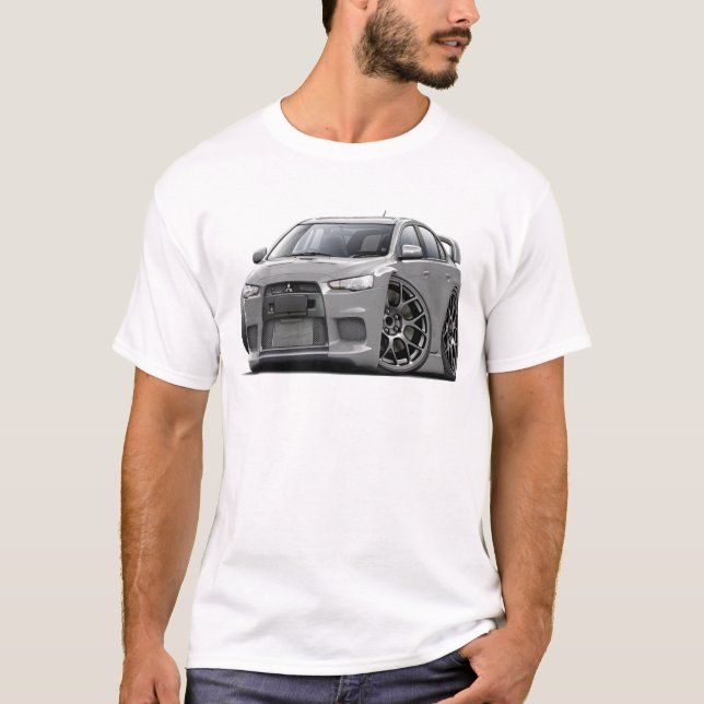 Evo silbernes Auto T-Shirt (Vorderseite)