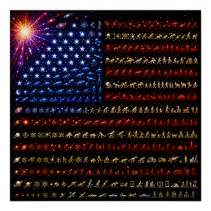Evolution Amerikanische Flagge Urknall bis zur M Poster