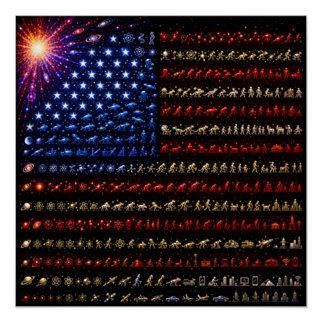Evolution Amerikanische Flagge | Urknall bis zur M Poster (Vorderseite)
