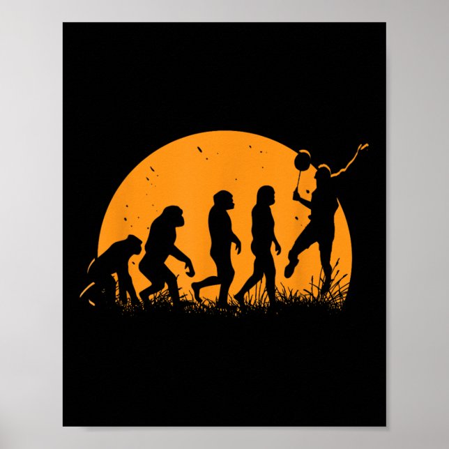 Evolution Badminton Player _ Racket Shuttle Poster (Vorne)