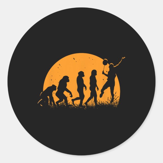 Evolution Badminton Player Racket Shuttle Runder Aufkleber (Vorderseite)