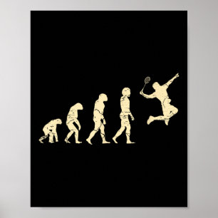 Evolution Badminton Spieler Shuttlecock Schläger Poster
