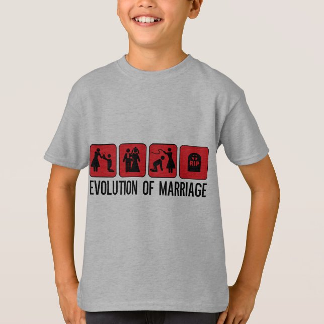 Evolution der Ehe T-Shirt (Vorderseite)