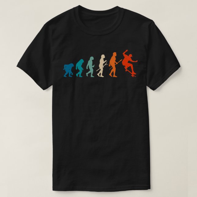 Evolution der Skateboard Vintag Skater Skateboarde T-Shirt (Design vorne)