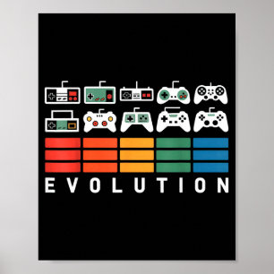 Evolution der Videospielcontroller 80er 90er Retro Poster