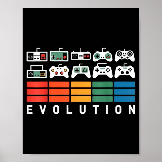 Evolution der Videospielcontroller 80er 90er Retro Poster (Vorne)