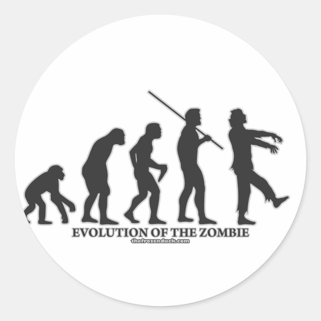Evolution der Zombie Runder Aufkleber (Vorderseite)