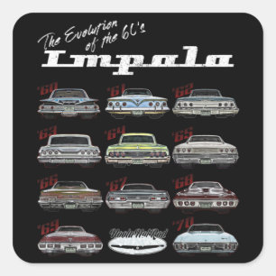 Evolution des 60ers Impala,1960,Frisierte Auto,Mus Quadratischer Aufkleber