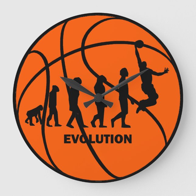 Evolution des Basketballs Große Wanduhr (Vorderseite)