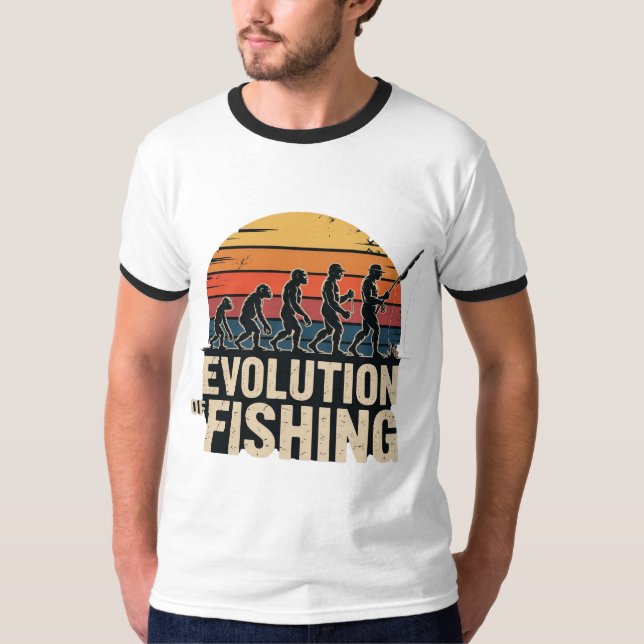 Evolution des Fischens - Retro-Fischer-Sonnenunter T-Shirt (Vorderseite)