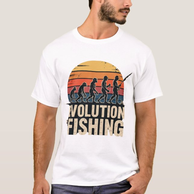 Evolution des Fischens - Retro-Fischer-Sonnenunter T-Shirt (Vorderseite)