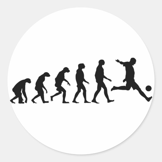 Evolution des Fußballs Runder Aufkleber (Vorderseite)