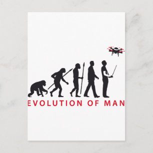 Evolution des Mannes, der die Drohne kontrolliert Postkarte