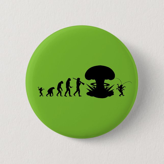 Evolution des Menschen & der Kakerlake Lustige Evo Button (Vorderseite)