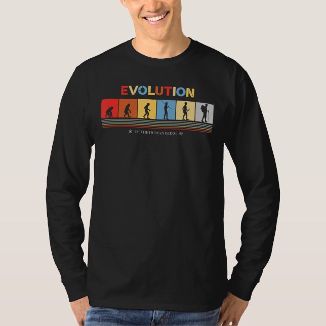 Evolution des Menschen in ein Hiker Retro 70 T-Shirt (Vorderseite)