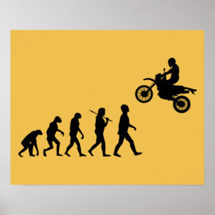 Evolution des Menschen Motocross Sprung Poster