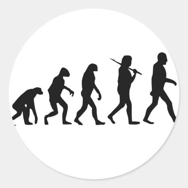 Evolution des Menschen Runder Aufkleber (Vorderseite)