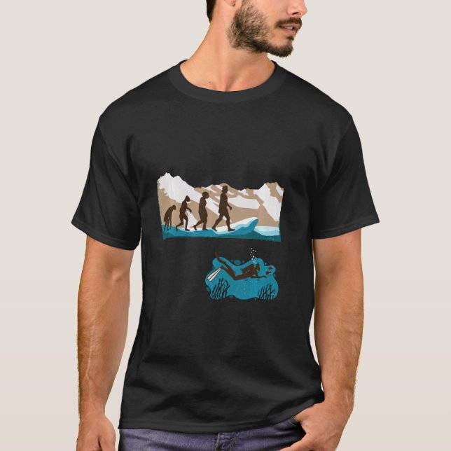 Evolution Des Menschen Taucher Tauchen Schwimmen  T-Shirt (Vorderseite)