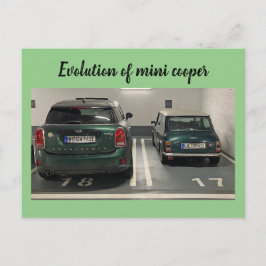 Evolution des Mini Cooper Postkarte