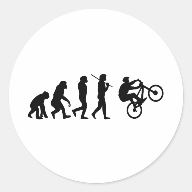 Evolution des Radfahrers Runder Aufkleber (Vorderseite)