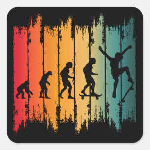 Evolution des Skateboardfahrers Quadratischer Aufkleber