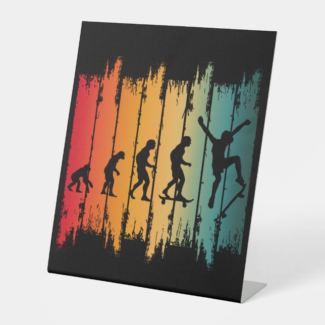 Evolution des Skateboarding-Skaters Sockelschild (Vorderseite)