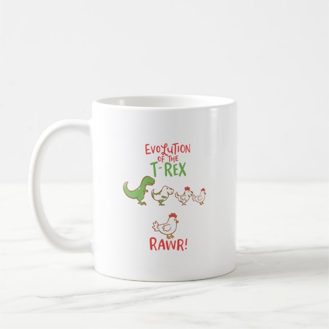Evolution des T-Rex RAWR! Funny Dino Chicken Kaffeetasse (Links)