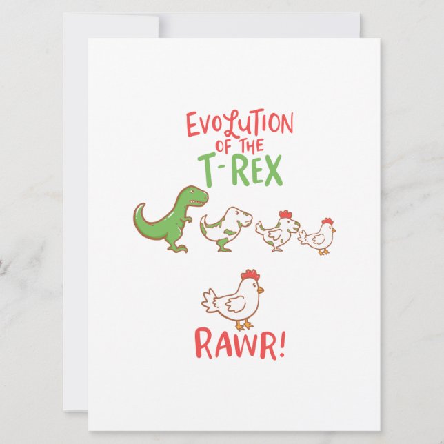 Evolution des T-Rex RAWR! Funny Dino Chicken Save The Date (Vorderseite)