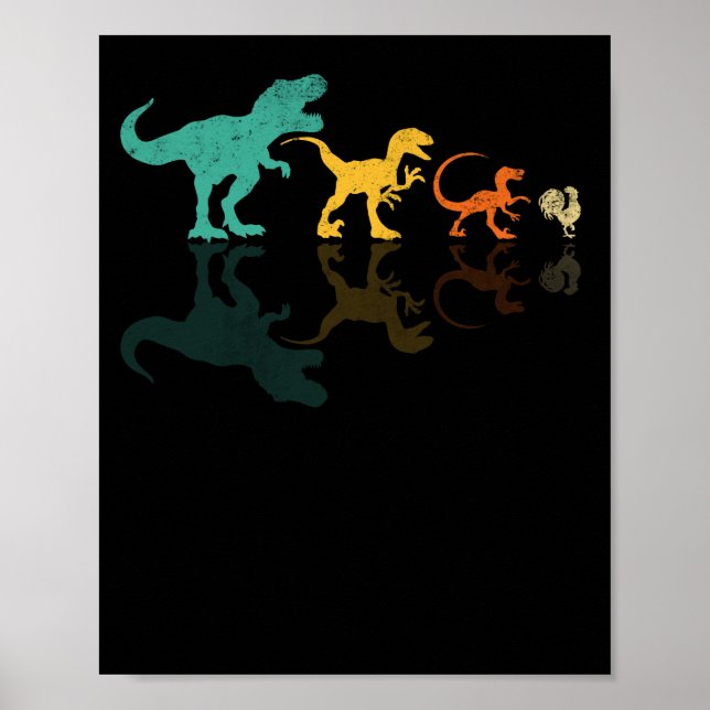 Evolution Dinosaur T Rex Velociraptor Hühner Poster (Vorne)