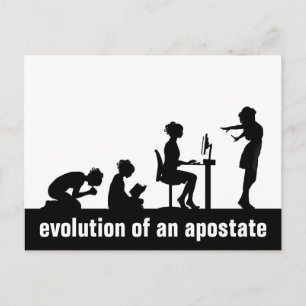 "Evolution eines Apostaates" Postkarte