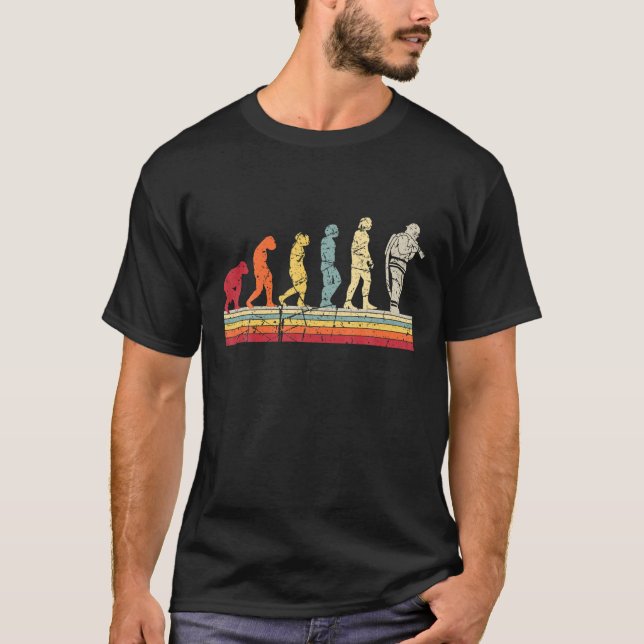 Evolution eines Feuerwehrmanns im Retro-Feuerwehrs T-Shirt (Vorderseite)