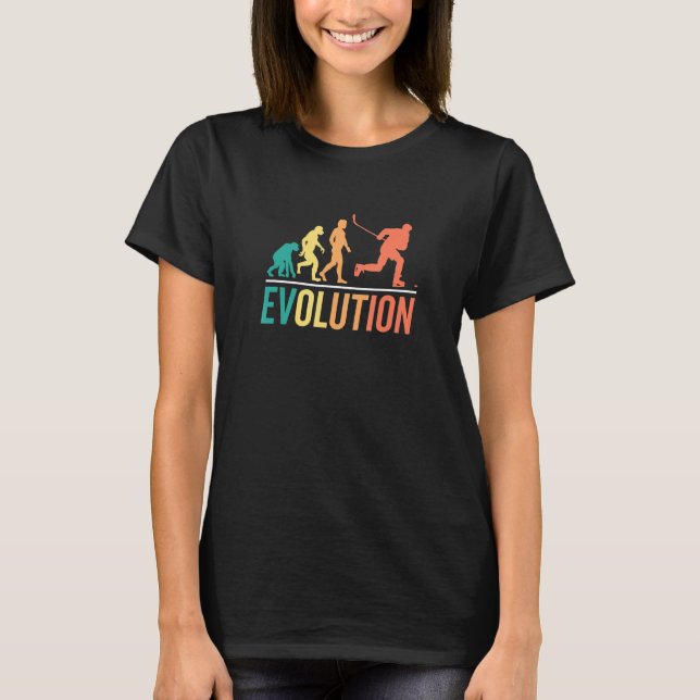 Evolution eines Hockey-Player-Sportfans Lover 70er T-Shirt (Vorderseite)