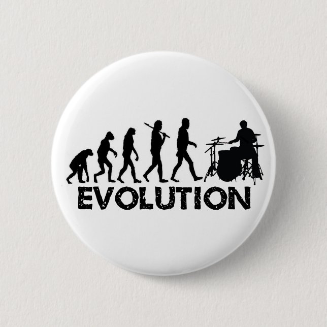 Evolution eines Schlagzeugers Button (Vorderseite)