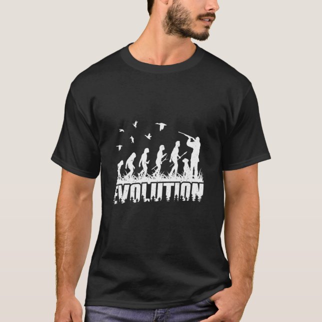 Evolution Ente Jagd Gänse Hunter Wasservögel Hu T-Shirt (Vorderseite)