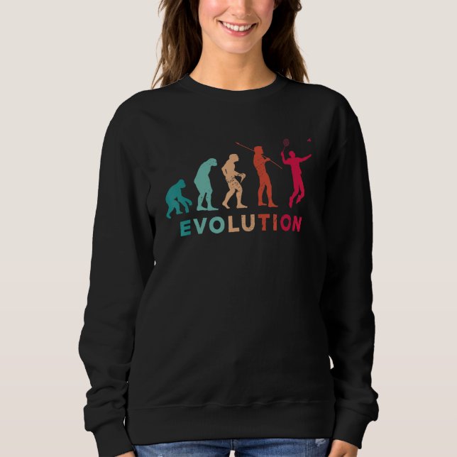 Evolution Grafik Badminton Spieler Federball Sport Sweatshirt (Vorderseite)