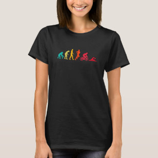 Evolution Grafik Triathlon Laufen Schwimmen Bikin T-Shirt